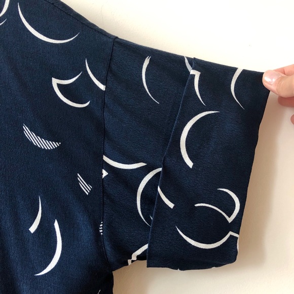 & Other Stories navy abstract print blouse shirt - Picture 6 of 6